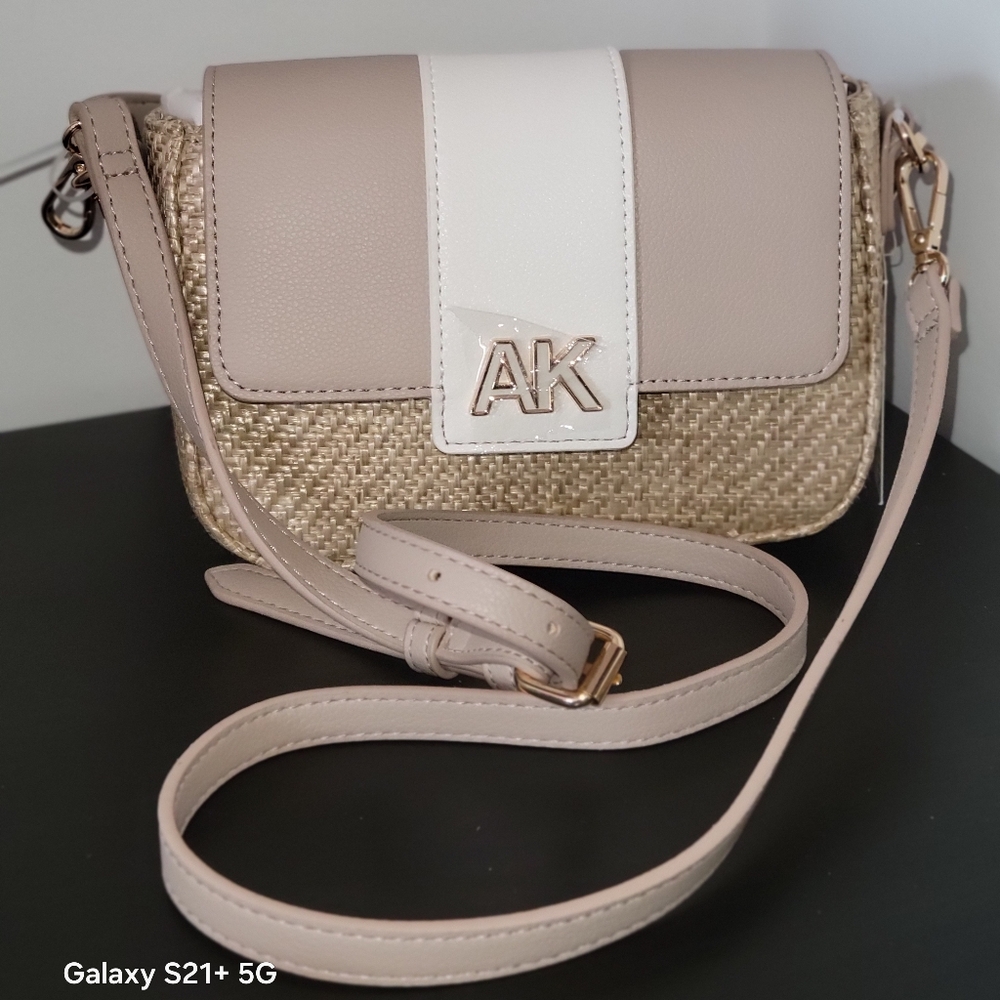ANNE KLEIN Beige and White Crossbody Bag